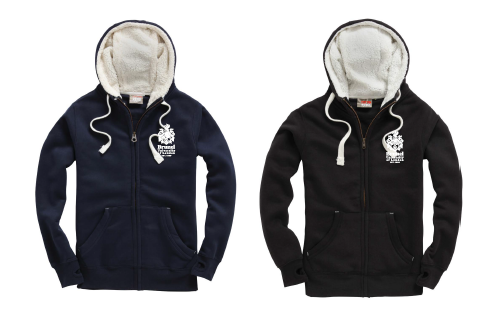 Sherpa Hoodie Fleece Lined Uni Crest (Dusty Black/Orchid White)
