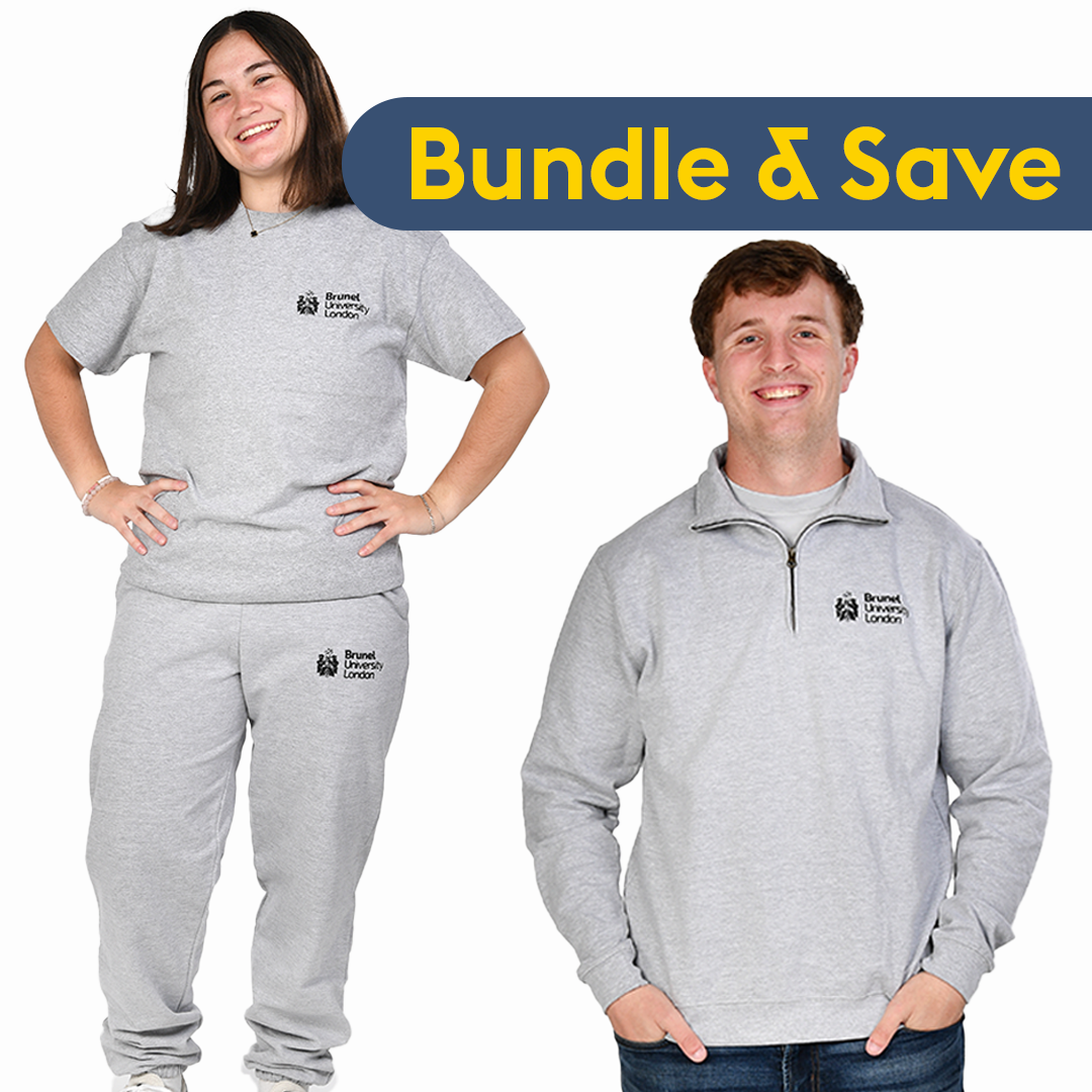 Brunel University London Co-ord Bundle (Heather Grey) - Quarter Zip Fleece, Joggers, & T-Shirt