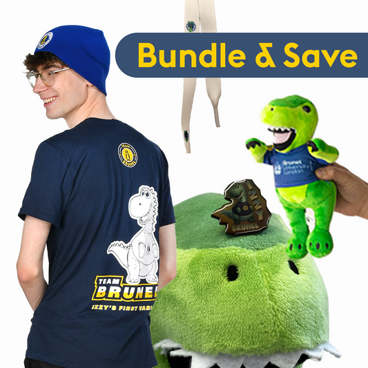 Izzy the Dinosaur Varsity Bundle - T-Shirt, Teddy, Shoelaces, & Pin Badge